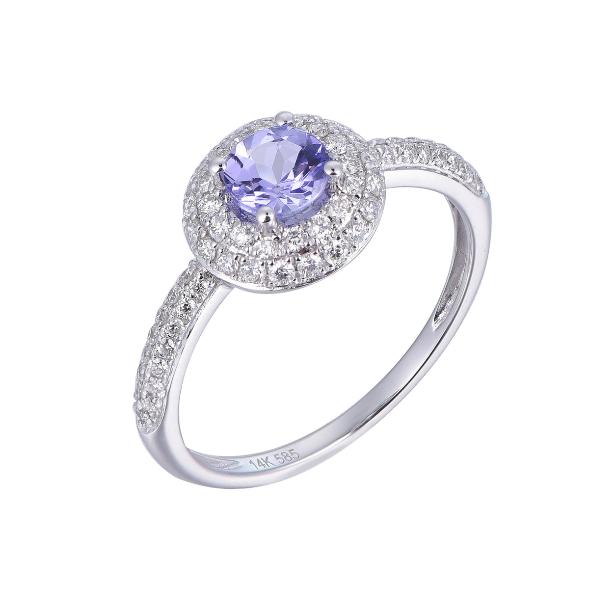 14K White Gold Tanzanite and Diamond Ring