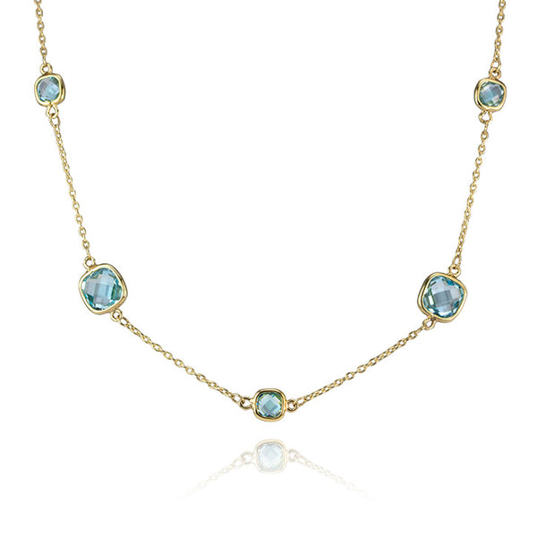 18K Yellow Gold Blue Topaz Necklace – European.ca