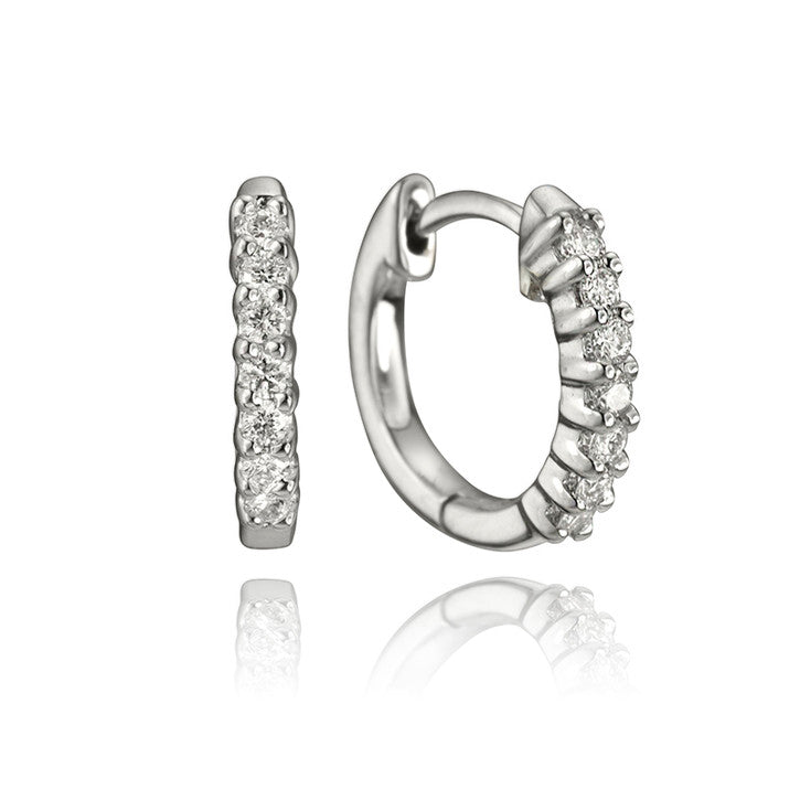 14K White Gold Hoop Earrings 14Kホワイトゴールド 14k White Gold Diamond Hoop Earrings
