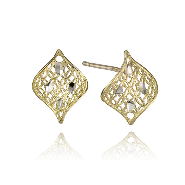 18k Yellow Gold Square Filigree Earrings
