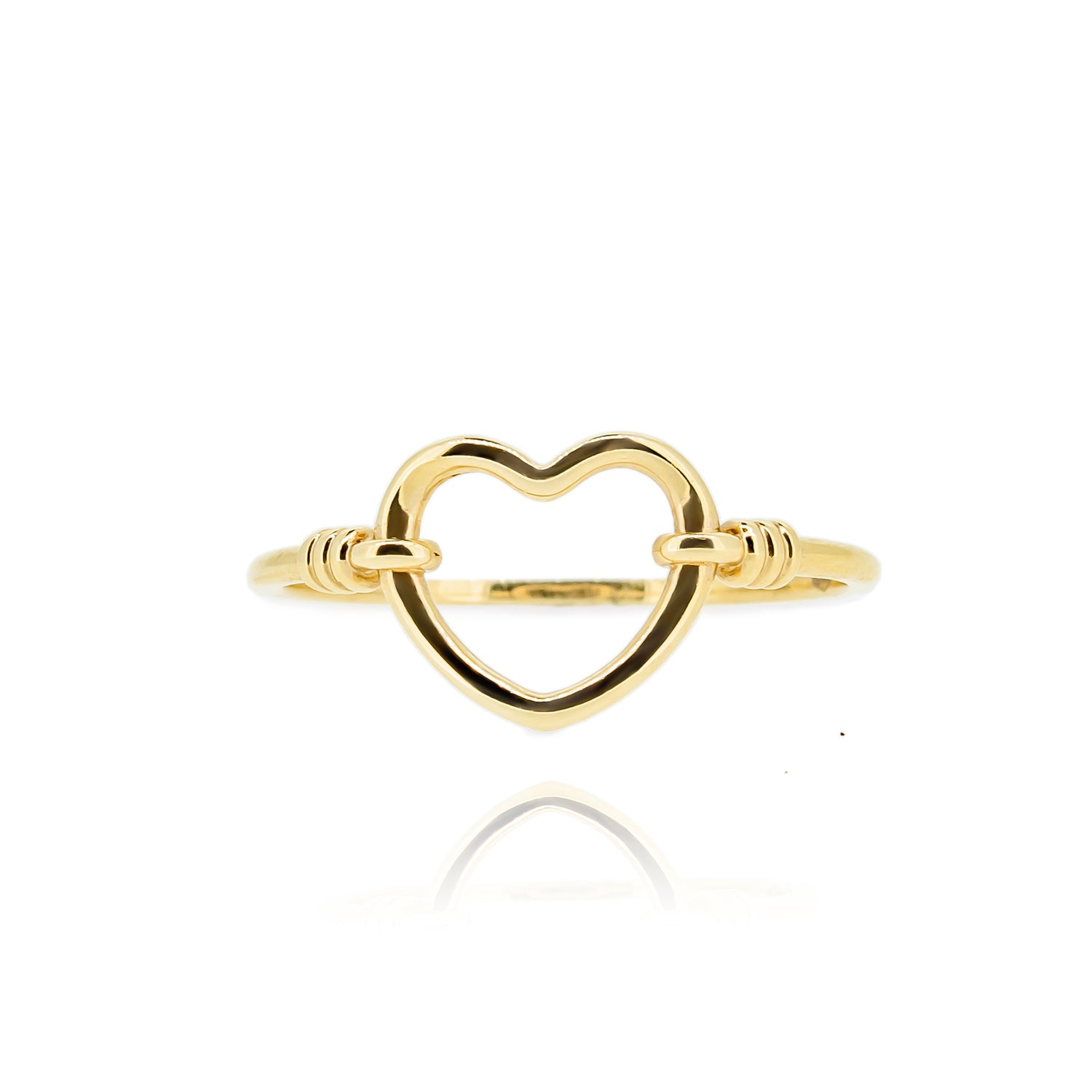 14k Yellow Gold Heart Wide Open Ring