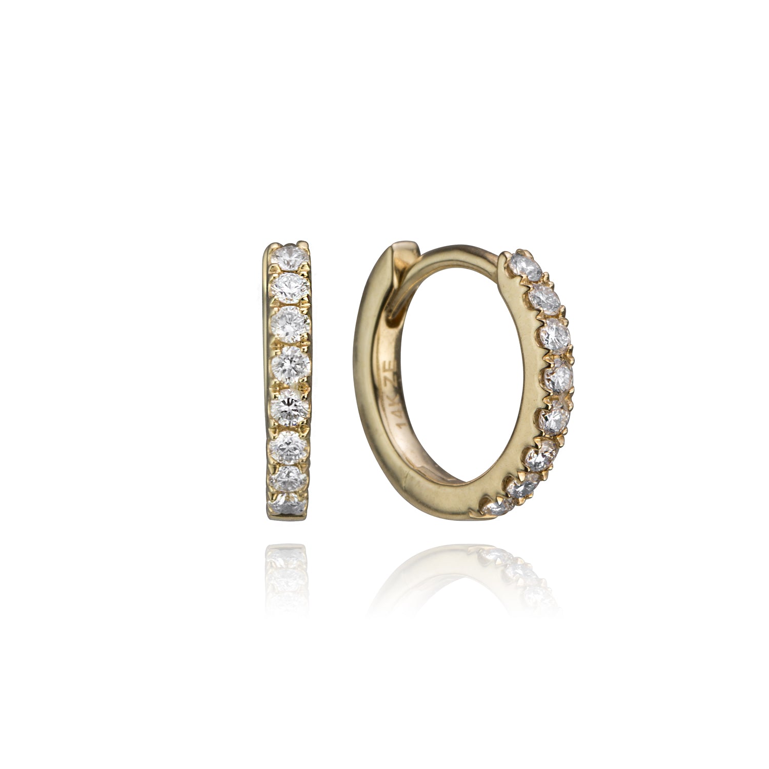 14k Yellow Gold Petite Diamond Huggies