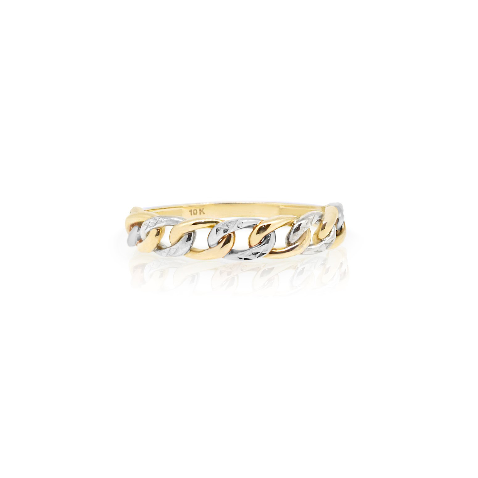 10k Yellow and White Gold Chain Link Ring