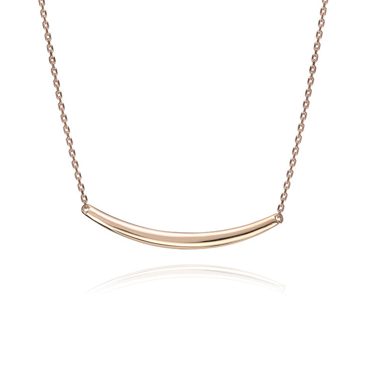 18k Rose Gold Curved Bar Cable Link Necklace