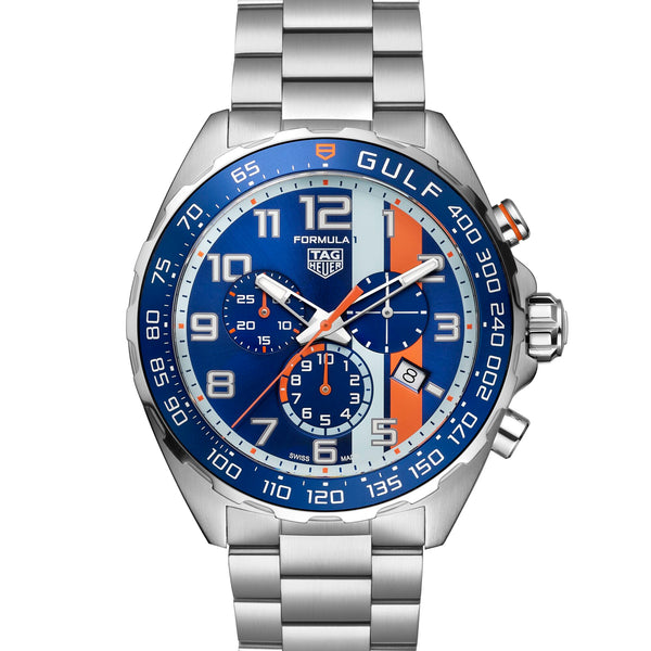 TAG Heuer Gulf Edition 時計 TAG Heuer Formula 1 CHRONOGRAPH X GULF - Steel - 43 mm | TAG Heuer