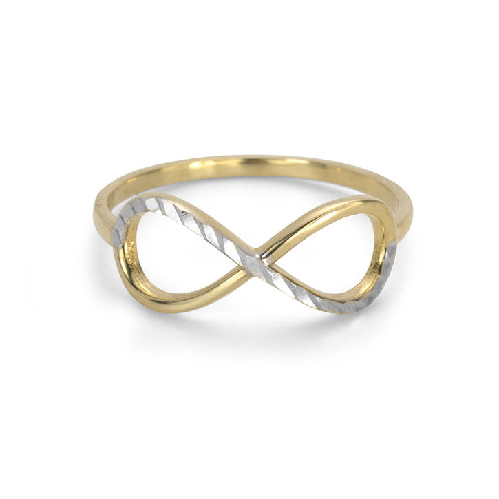10K Yellow and White Gold Two Tone Infinity Ring