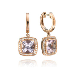 14K Rose Gold Amethyst and Diamond Earrings
