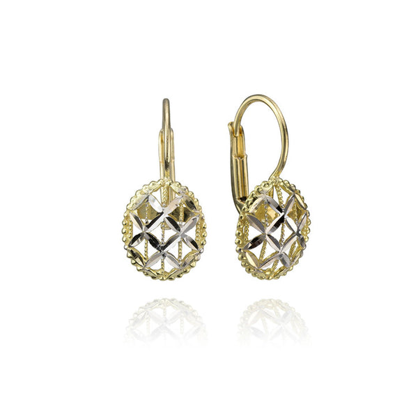 18K Yellow and White Gold Filigree Earrings