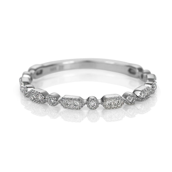 14K White Gold Shapes and Dots Diamond Stacker