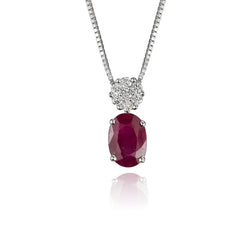 18K White Gold and Diamond Ruby Necklace
