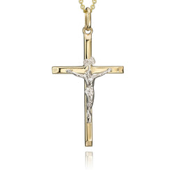 14K Yellow and White Gold Cross Pendant