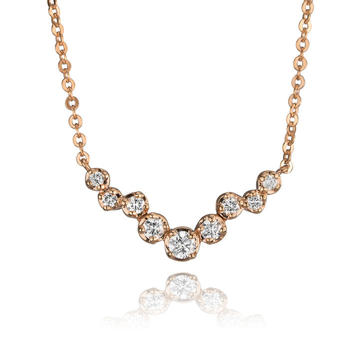 14K Rose Gold Organic Dots Diamond Necklace