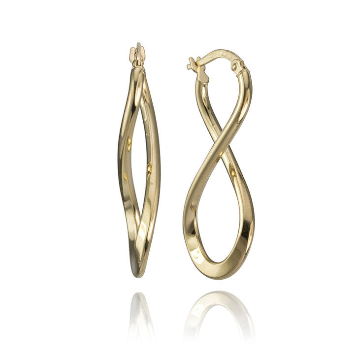 18K Yellow Gold Infinity Hoop Drop Earrings –
