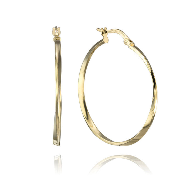 18K Yellow Gold Twisted Hoops