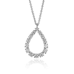 14K White Gold Diamond Teardrop Necklace