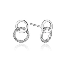 14K White Gold Double Loop Diamond Earrings