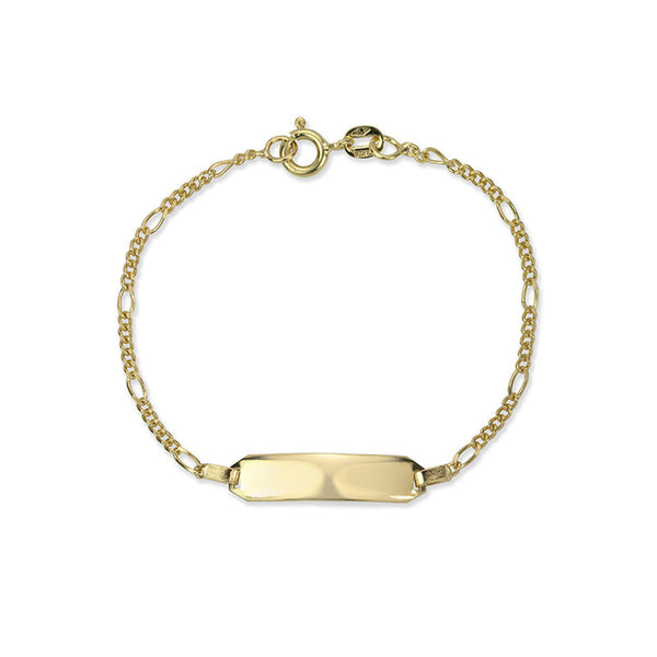 14K Yellow Gold Figaro Link ID Bracelet