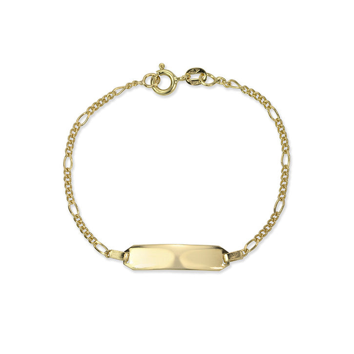 14K Yellow Gold Figaro Link ID Bracelet