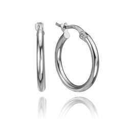 14K White Gold Small Hoops