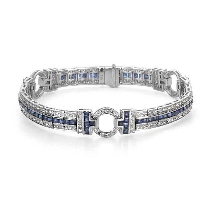 18K White Gold Diamond and Sapphire Bracelet