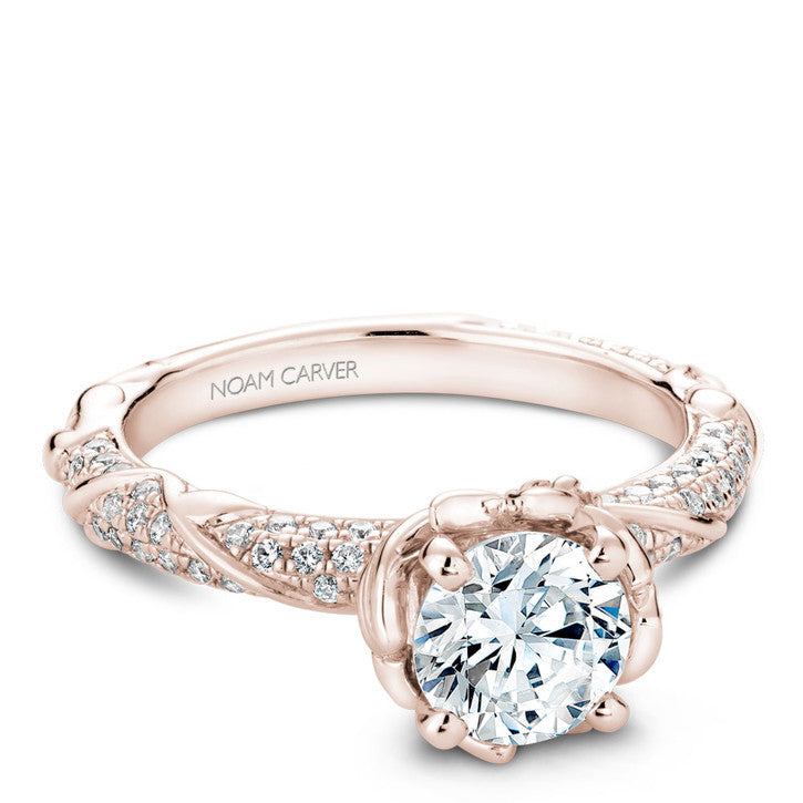 Noam Carver 14K Rose Gold Floral Diamond Engagement Ring (B081-02RA)
