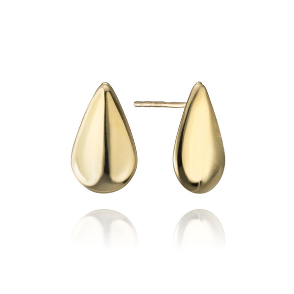 14K Yellow Gold Teardrop Stud Earrings