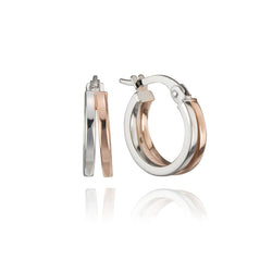 18K Duotone Double Hoops