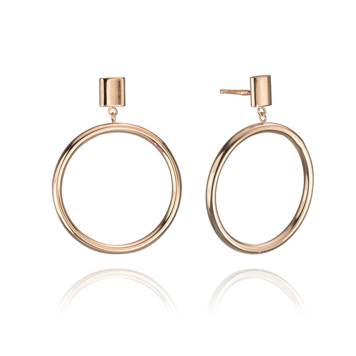 14K Rose Gold Circle Dangle Earrings