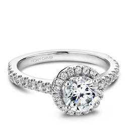 Noam Carver 14K White Gold Diamond Halo Engagement Ring (B029-01A)