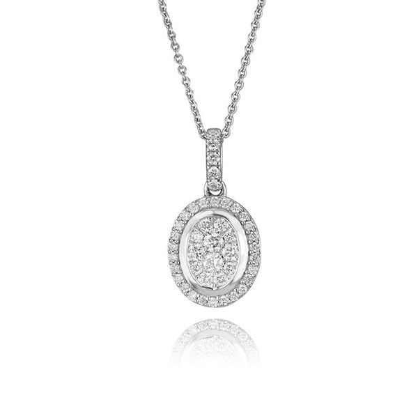 18K White Gold Diamond Halo Necklace