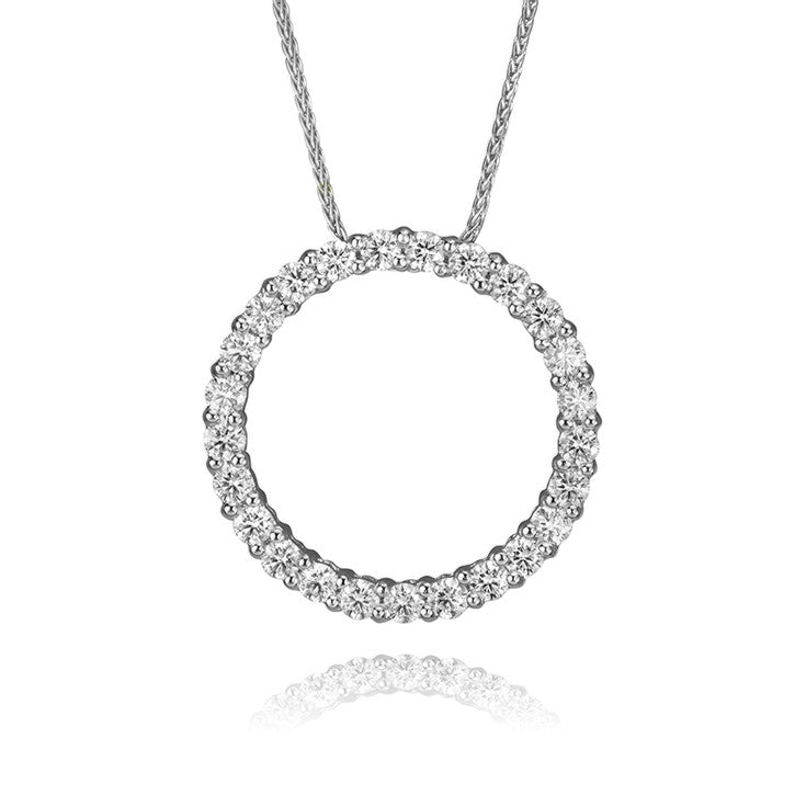14K White Gold Diamond Circle Necklace