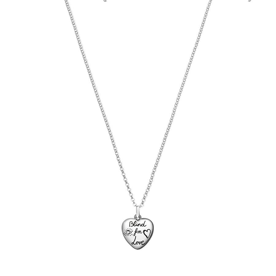 GUCCI Sterling Silver Blind for Love Heart Pendant Necklace 1301311 |  FASHIONPHILE