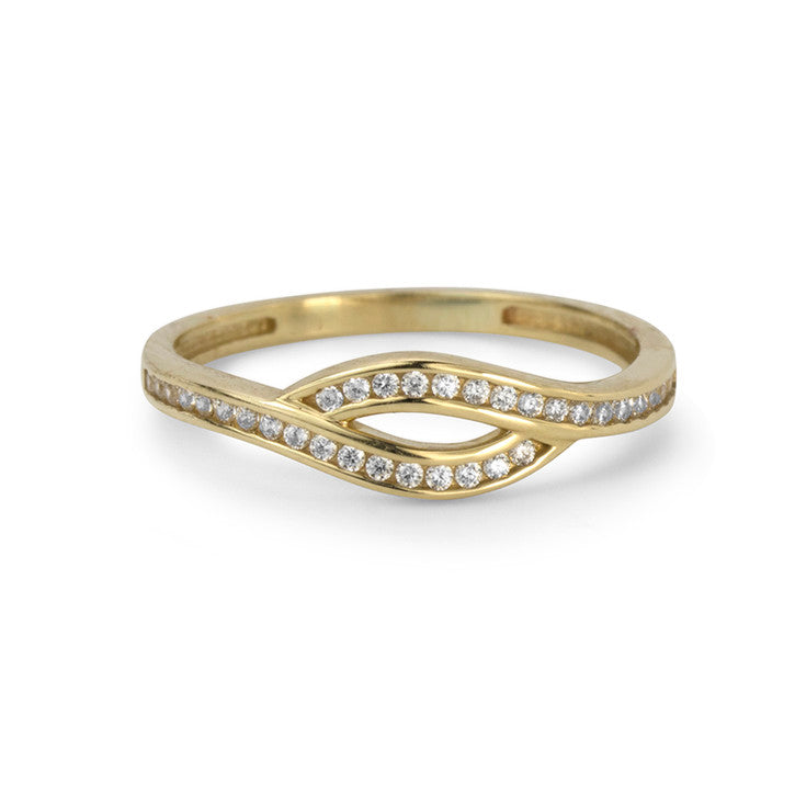 10K Yellow Gold Cubic Zirconia Overlayed Shank Ring