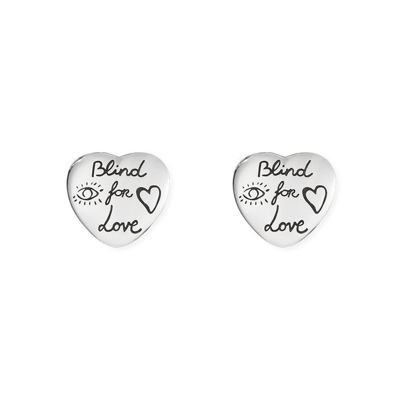 Gucci Silver Blind for Love Stud Earrings