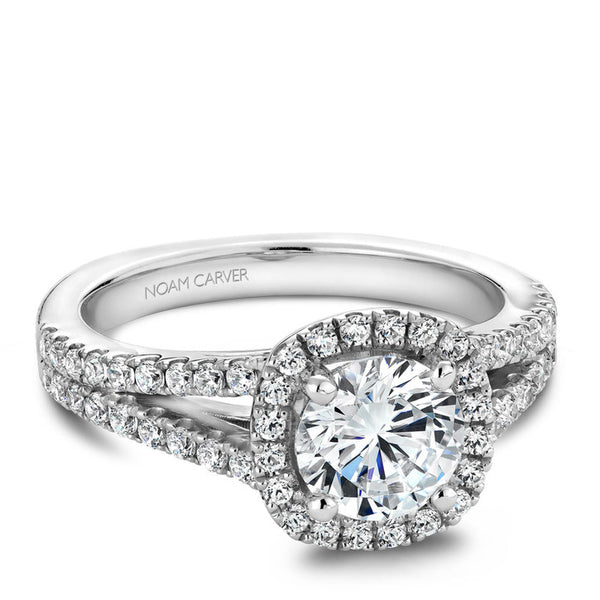 Noam Carver 14K White Gold Diamond Halo Engagement Ring (B015-01A)