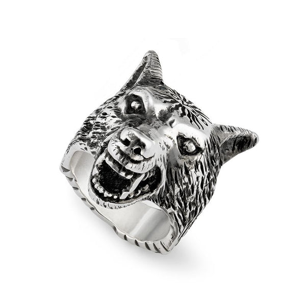 Gucci Silver Angry Forest Wolf Head Ring