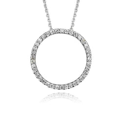 14K White Gold Diamond Circle Pendant