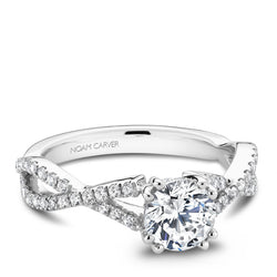 Noam Carver 14K White Gold Twist Band Diamond Engagement RIng (B004-03A)