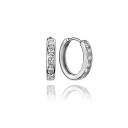 14K White Gold Channel Set Diamond Hoop Earrings