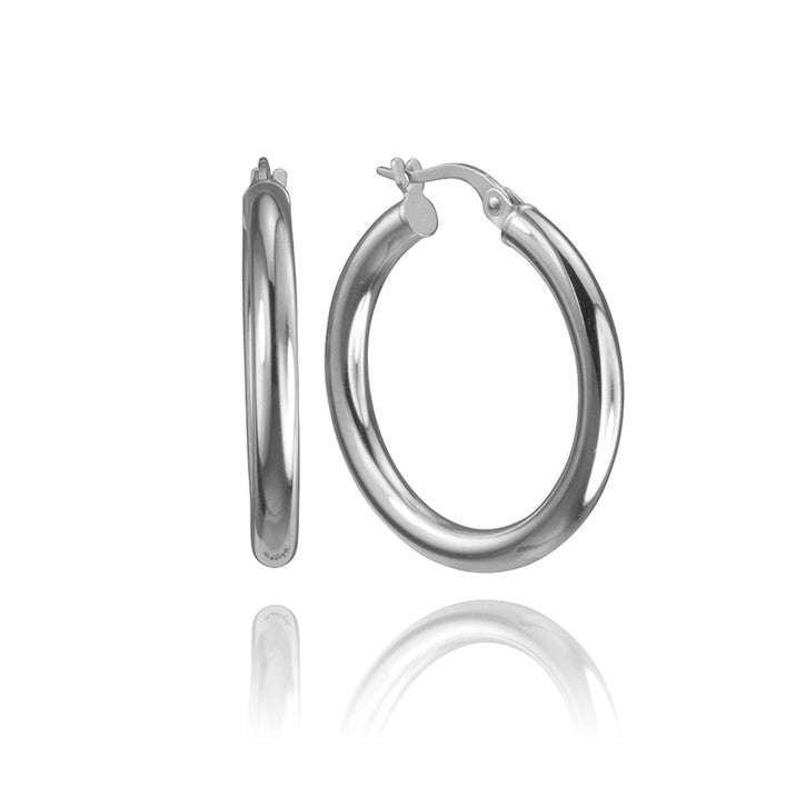 14K White Gold Hoop Earrings