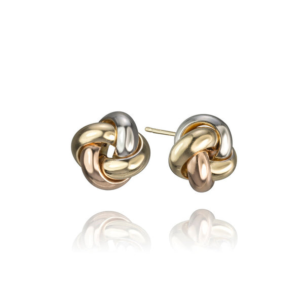 14K Tri Gold Tone Knot Earrings