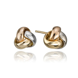 10K Tri Colour Gold Knot Earrings