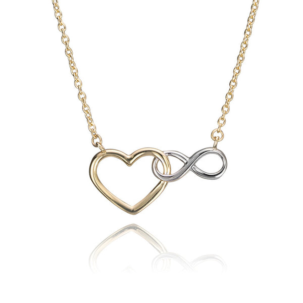 14K Yellow Gold Heart and Infinity Necklace