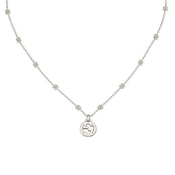 Gucci Silver Interlocking G Flower Chain Necklace
