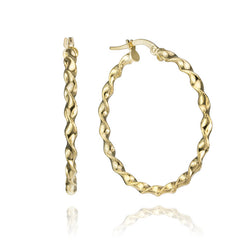 18K Yellow Gold Twist Hoop Earrings