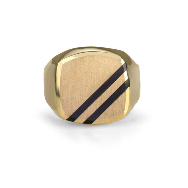 10K Yellow Gold Onyx Striped Ring