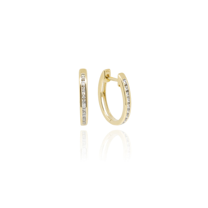 14K Yellow Gold Channel Set Hoops