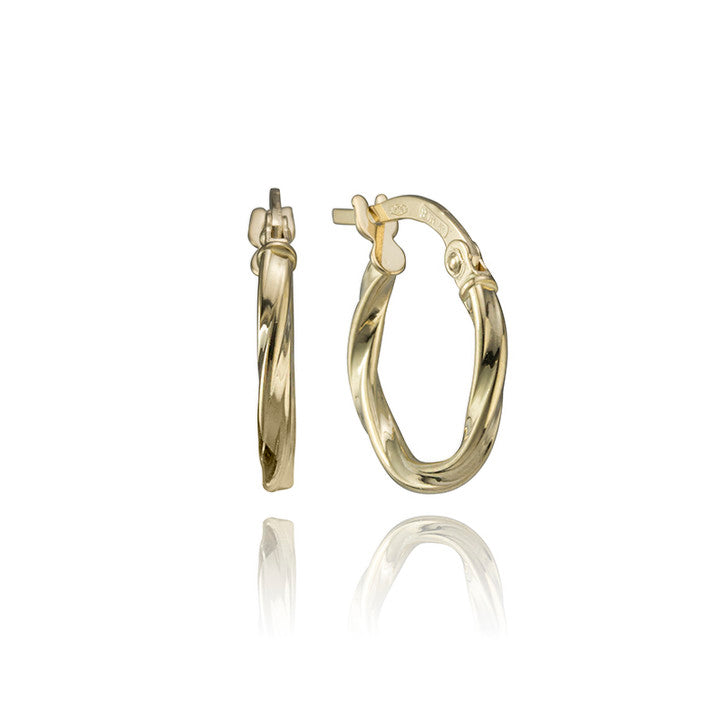 18K Yellow Gold Spiral Hoop Earrings