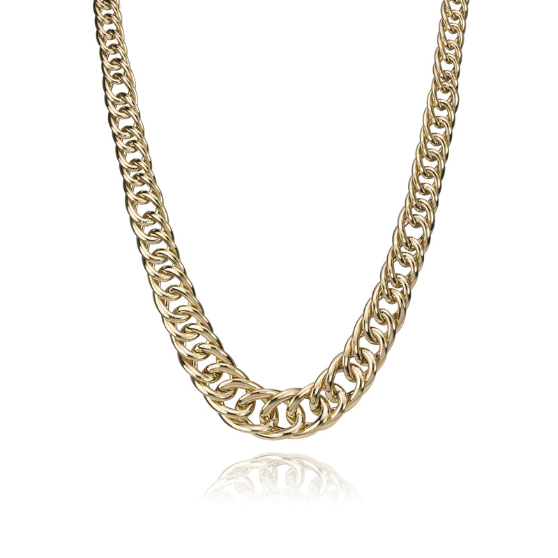 14k Yellow Gold Double Curb Chain Necklace