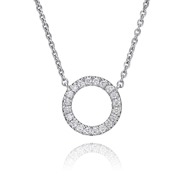 14k White Gold Mini Diamond Circle Necklace